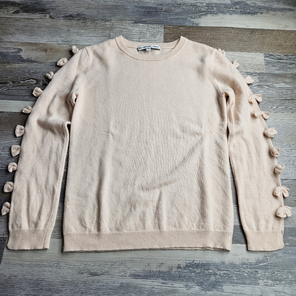 The Cashmere Project Top Sale Sweater XS Blush Pink Bows Down Sleeves